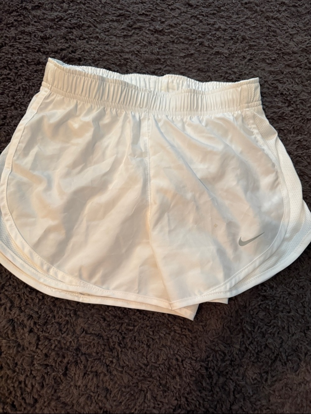 Nike Women’s White Athletic Running Shorts with Reflective Swoosh